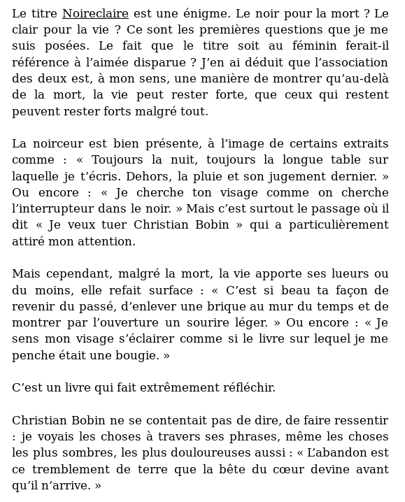 Impressions personnelles