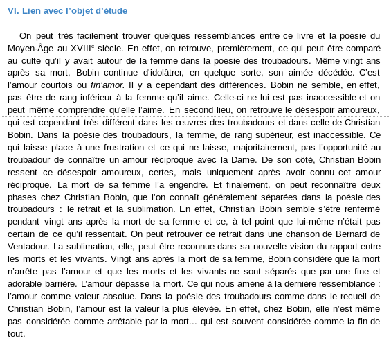 Lien avec l'objet d'étude